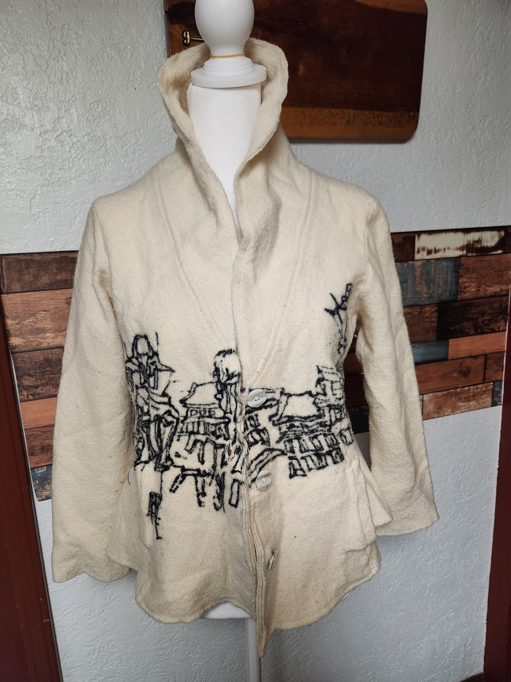 Listing TitleAnthropologie Rosie Neira Boiled Merino Wool Cityscape Sweater